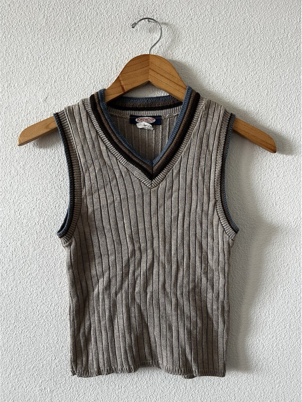 Vintage Jordache Ribbed V Neck Knit Sweater Vest S⁠